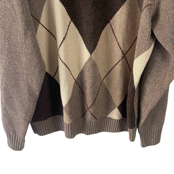 Dockers‎ Men's Size XL Brown Diamond Academia Preppy Crewneck Sweater - Picture 3 of 7